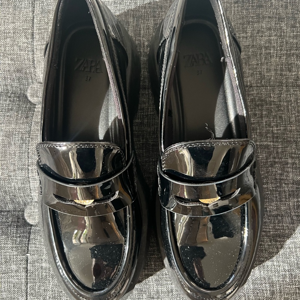 Zara Black Patent Loafers